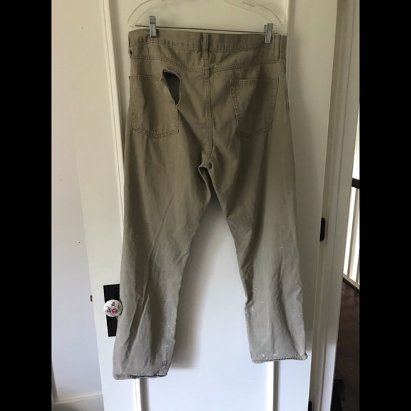Old Navy Boyfriend Khaki Colored Jeans Distressed Naturally - Picture 16 of 16